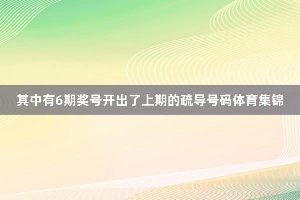 其中有6期奖号开出了上期的疏导号码体育集锦