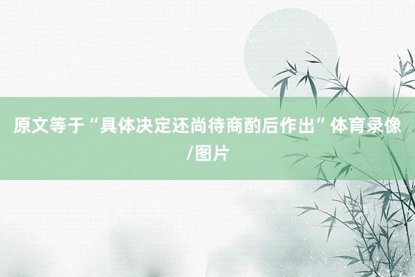 原文等于“具体决定还尚待商酌后作出”体育录像/图片