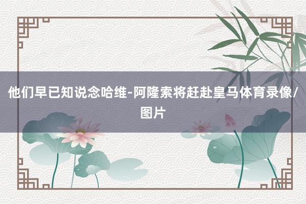 他们早已知说念哈维-阿隆索将赶赴皇马体育录像/图片