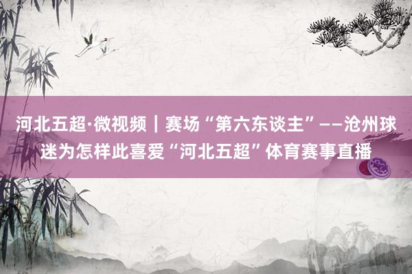 河北五超·微视频｜赛场“第六东谈主”——沧州球迷为怎样此喜爱“河北五超”体育赛事直播